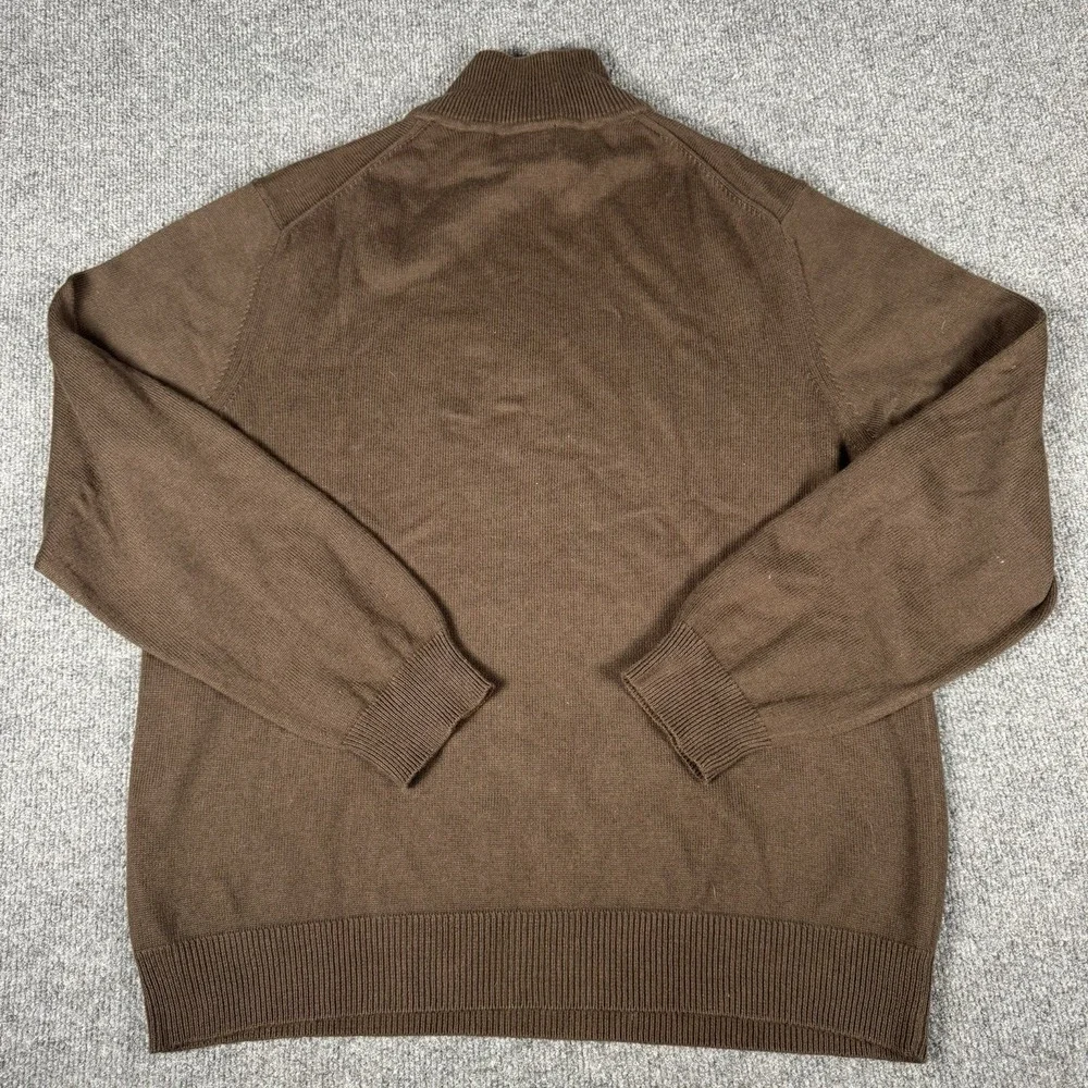 EDDIE BAUER Mens Zip Neck Jumper Sweater M Brown Cotton‎